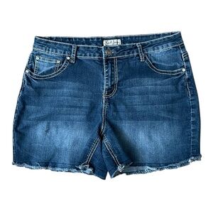 Earl Jeans Blue Denim Cut-Off Shorts with‎ Frayed Hem